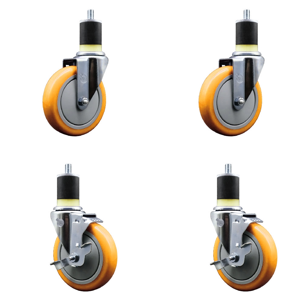 SCC-EX20S514-PPUB-YEL-2-TLB-2-178 Polyurethane Swivel Expanding Stem Caster with 5 in. Yellow Wheels & 1.87 in. Stems - Set of 4