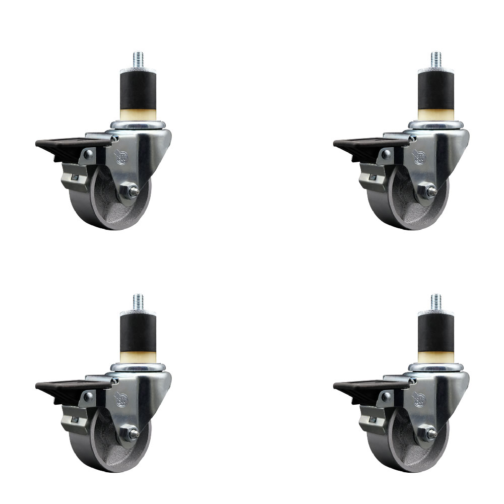 Swivel Expanding Stem Caster - Silver - Set of 4 - 1200 lbs Capacity