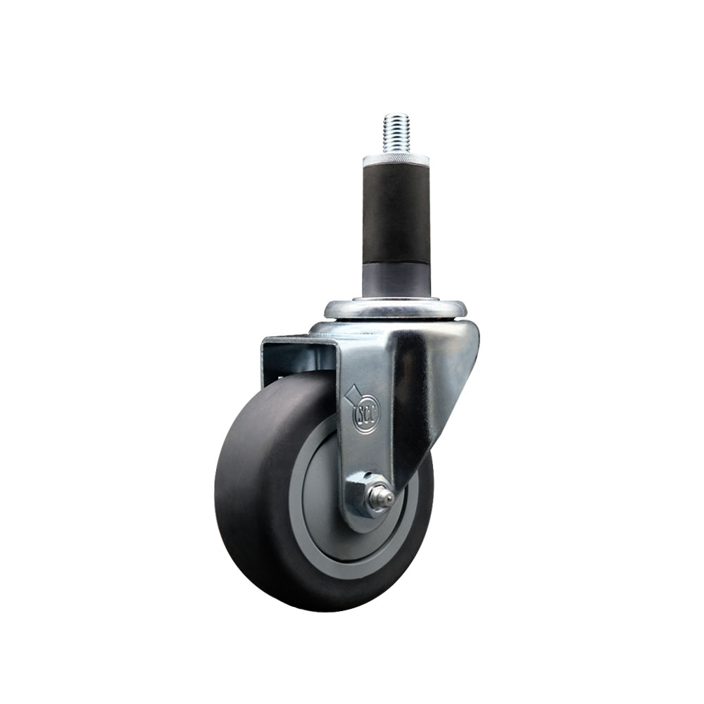 SCC-EX20S3514-TPRB-114 Thermoplastic Rubber Swivel Expanding Stem Swivel Caster with 3.5 in. Gray Wheel & 1.25 in. Stem