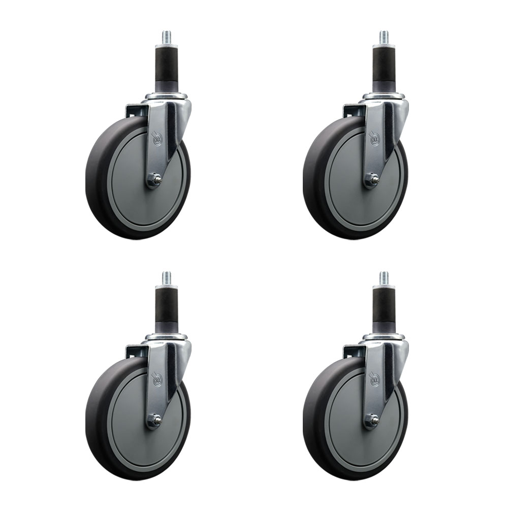SCC-EX20S614-TPRB-114-4 Thermoplastic Rubber Swivel Expanding Stem Caster with 6 in. Gray Wheels & 1.25 in. Stems - Set of 4