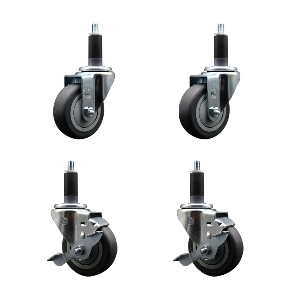 SCC-EX20S3514-TPRB-2-TLB-2-118 Thermoplastic Rubber Swivel Expanding Stem Caster with 3.5 in. Gray Wheels & 1.13 in. Stems - Set of 4