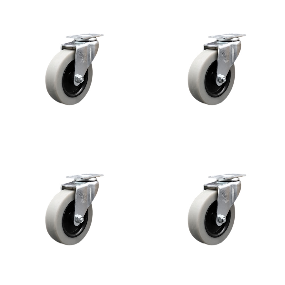 SCC-05S310-TPRS-4 3 in. Swivel Thermoplastic Rubber Caster Wheels with 1.188 in. by 2 in. Overall Top Plate - Set of 4