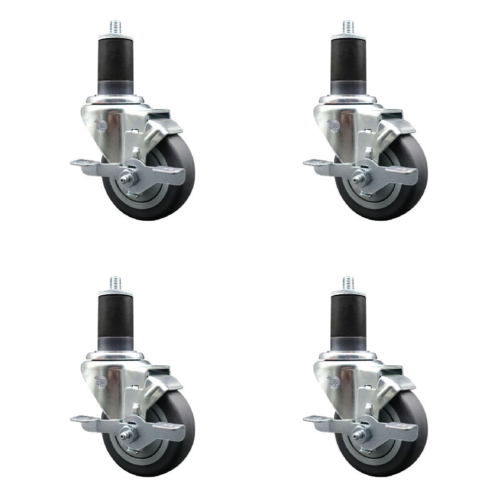 SCC-EX20S3514-TPRB-TLB-158-4 Thermoplastic Rubber Swivel Expanding Stem Caster with 3.5 in. Gray Wheels & 1.63 in. Stems - Set of 4
