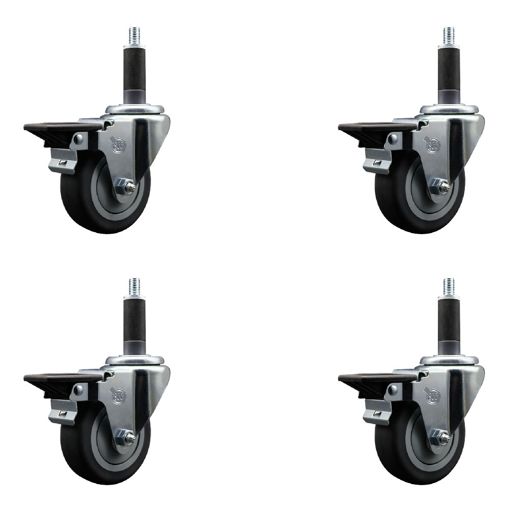 SCC-EX20S3514-TPRB-PLB-1-4 Thermoplastic Rubber Swivel Expanding Stem Caster with 3.5 in. Gray Wheels & 1 in. Stems - Set of 4