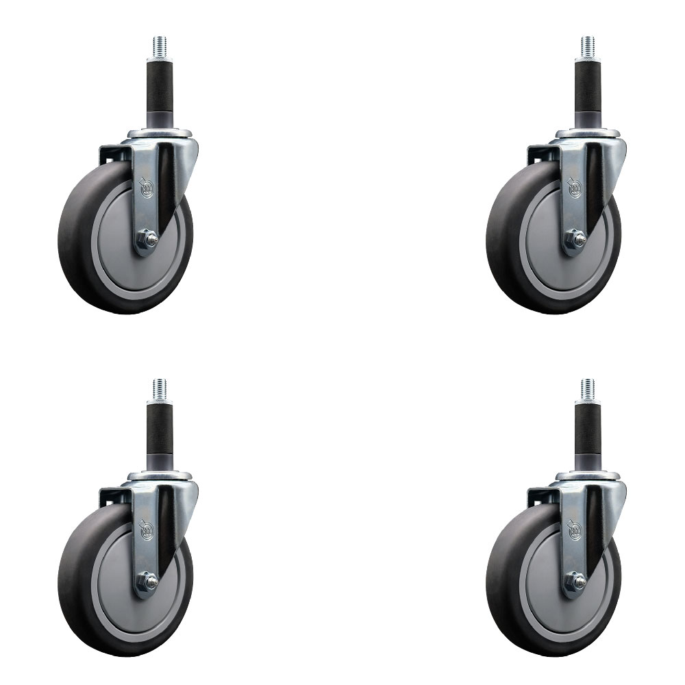 SCC-EX20S514-TPRB-1-4 Thermoplastic Rubber Swivel Expanding Stem Caster with 5 in. Gray Wheels & 1 in. Stems - Set of 4
