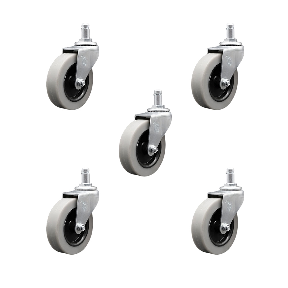 SCC-GR05S310-TPRS-71678-5 3 in. Swivel Thermoplastic Rubber Caster Wheels with 0.43 in. by 0.875 in. Grip Ring Stem Caster - Set of 5