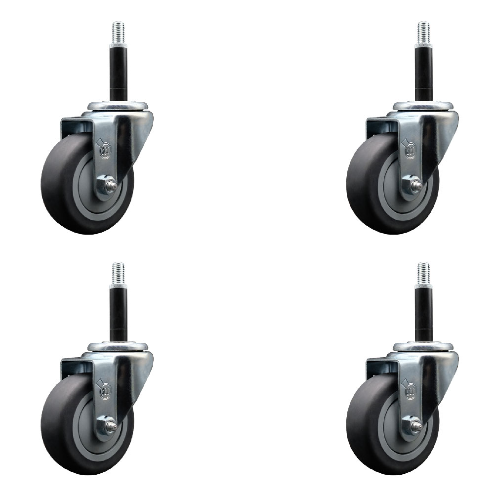 SCC-EX20S3514-TPRB-34-4 Thermoplastic Rubber Swivel Expanding Stem Caster with 3.5 in. Gray Wheels & 0.75 in. Stems - Set of 4