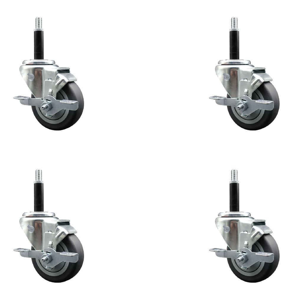 SCC-EX20S3514-TPRB-TLB-34-4 Thermoplastic Rubber Swivel Expanding Stem Caster with 3.5 in. Gray Wheels & 0.75 in. Stems - Set of 4