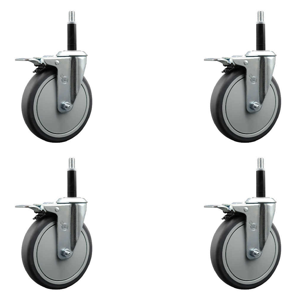 SCC-EXTTL20S614-TPRB-34-4 Thermoplastic Rubber Swivel Expanding Stem Caster with 6 in. Gray Wheels & 0.75 in. Stems - Set of 4