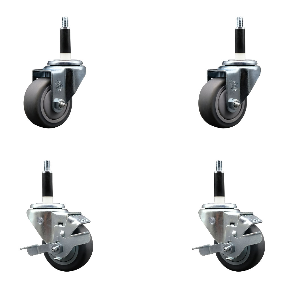 SCC-EX20S314-TPRB-2-TLB-2-78 Thermoplastic Rubber Swivel Expanding Stem Caster with 3 in. Gray Wheels & 0.87 in. Stems - Set of 4