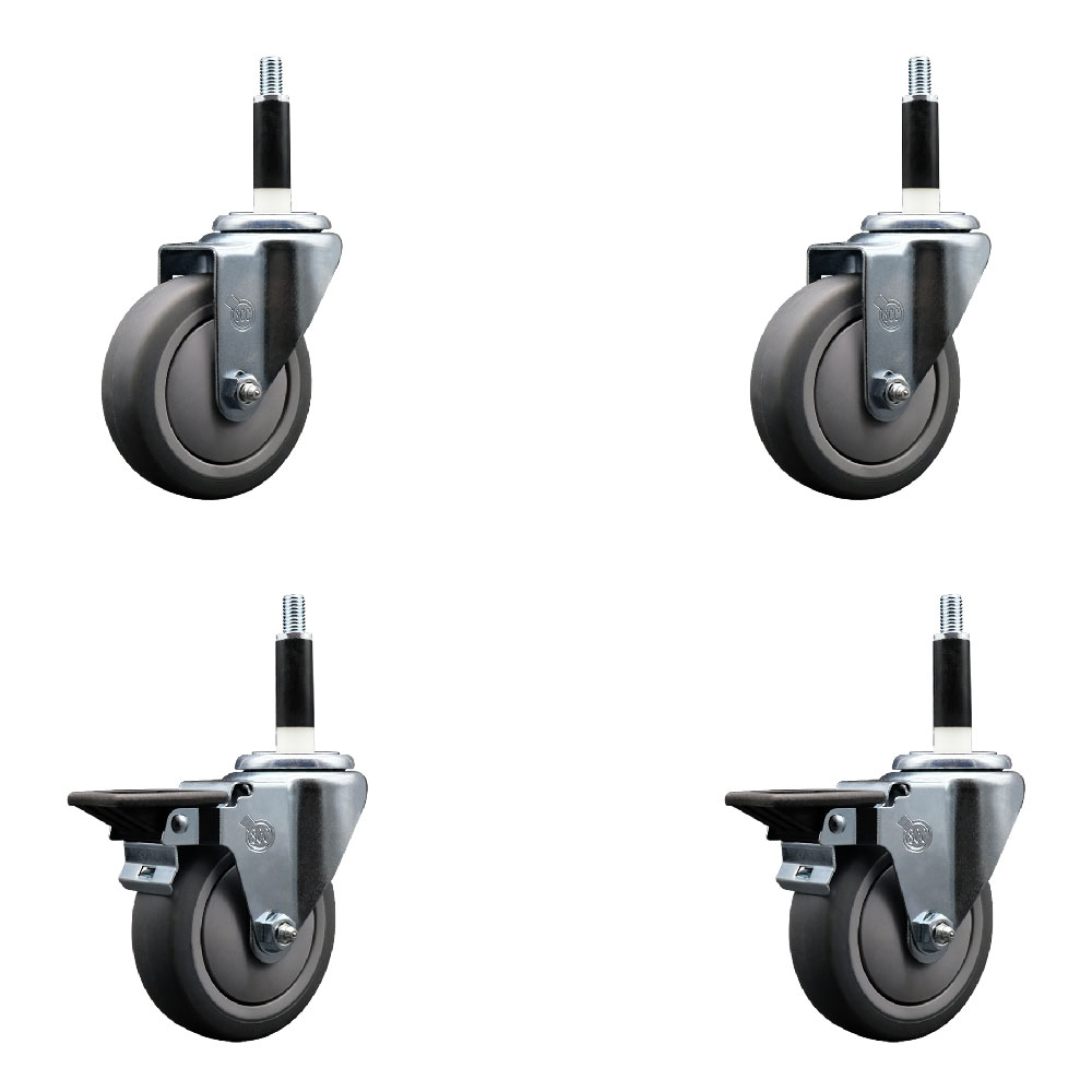 SCC-EX20S414-TPRB-2-PLB-2-78 Thermoplastic Rubber Swivel Expanding Stem Caster with 4 in. Gray Wheels & 0.87 in. Stems - Set of 4