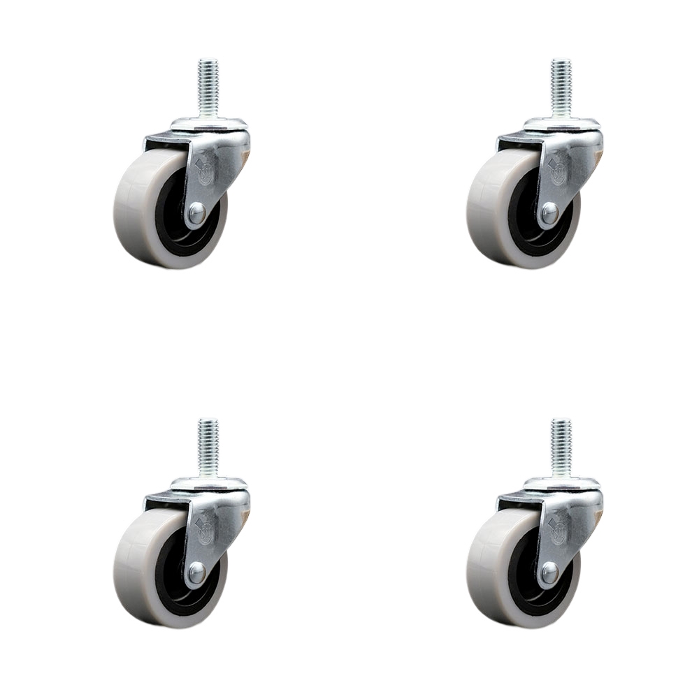 SCC-TS05S210-TPUS-381610-4 2 in. Swivel Polyurethane Caster Wheels &0.375 in. 16 TPI x 1 in. Threaded Stem Casters - Set of 4