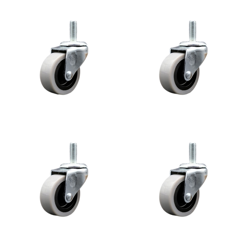 SCC-TS05S210-TPUS-5161810-4 2 in. Swivel Polyurethane Caster Wheels & 0.31 in. 18 TPI x 1 in. Threaded Stem Casters - Set of 4