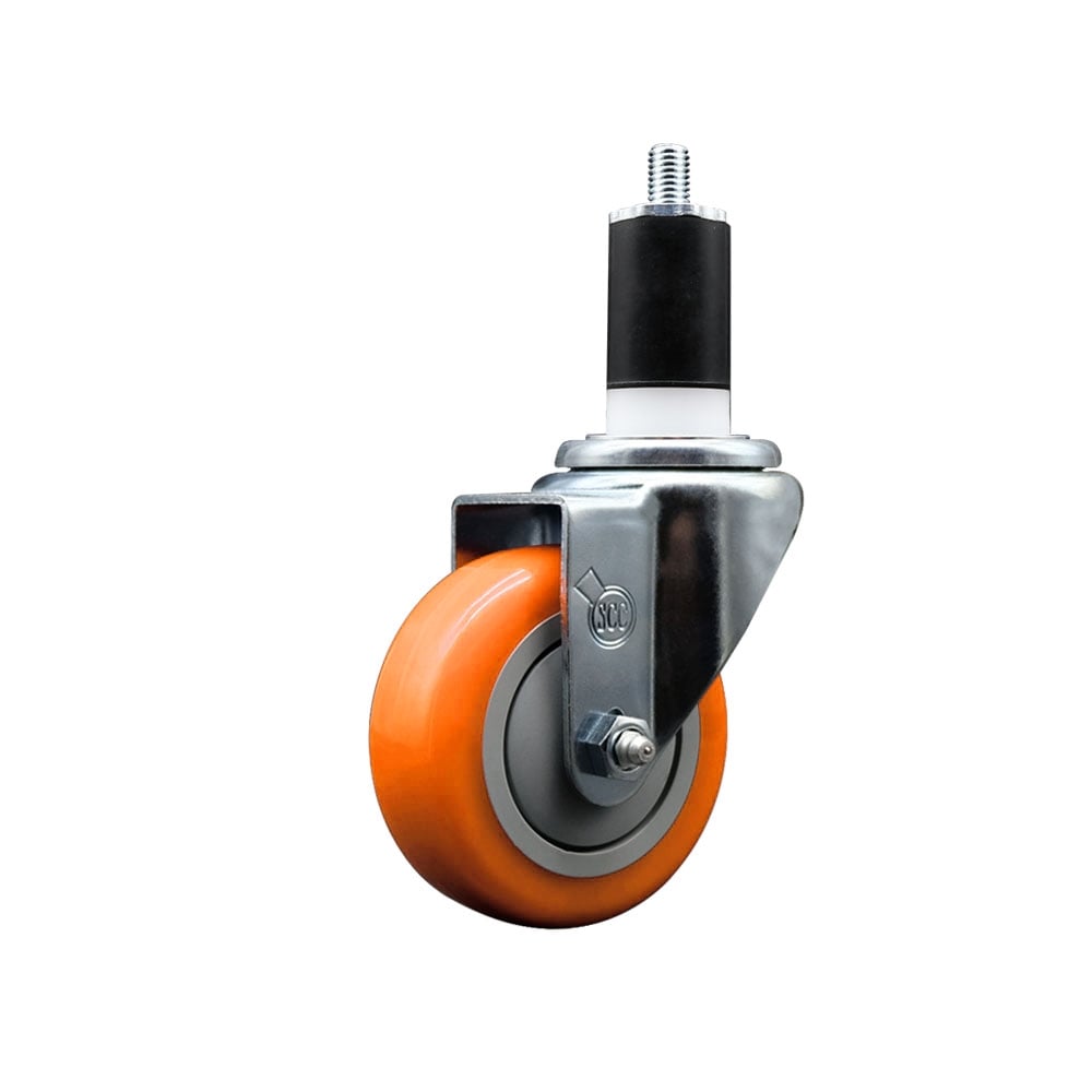 SCC-EX20S3514-PPUB-ORG-112 Polyurethane Expanding Stem Swivel Caster with 3.5 in. Orange Wheel & 1.5 in. Stem
