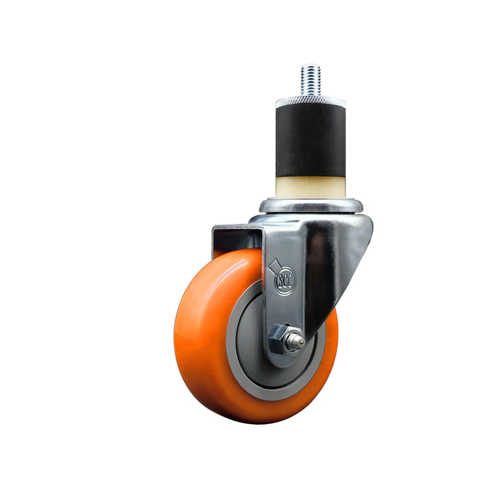 SCC-EX20S3514-PPUB-ORG-178 Polyurethane Expanding Stem Swivel Caster with 3.5 in. Orange Wheel & 1.87 in. Stem