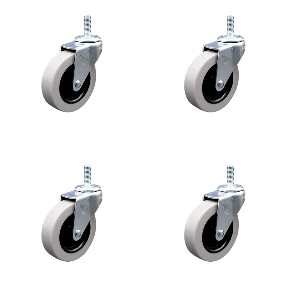 SCC-TS05S310-TPUS-5161810-4 2 in. Swivel Polyurethane Caster Wheels & 0.31 in. 18 TPI x 1 in. Threaded Stem Casters - Set of 4