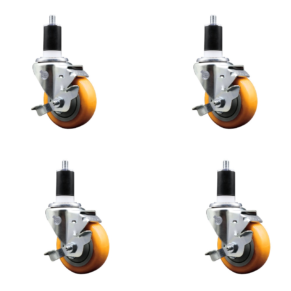 SCC-EX20S3514-PPUB-YEL-TLB-112-4 Polyurethane Swivel Expanding Stem Caster with 3.5 in. Yellow Wheels & 1.5 in. Stems - Set of 4