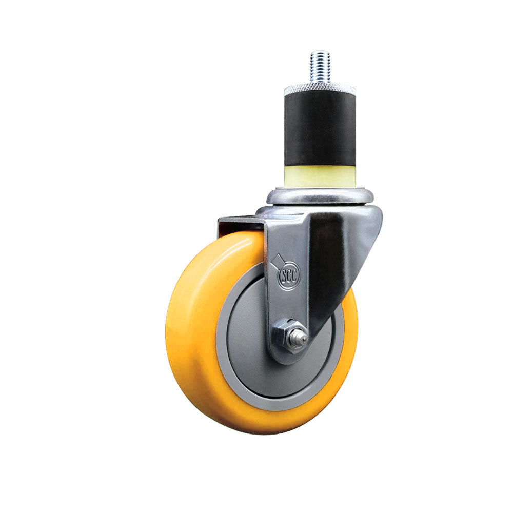 SCC-EX20S414-PPUB-YEL-178 Polyurethane Expanding Stem Swivel Caster with 4 in. Yellow Wheel & 1.87 in. Stem