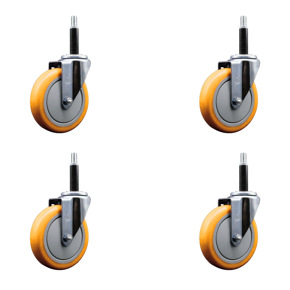 SCC-EX20S514-PPUB-YEL-34-4 Polyurethane Swivel Expanding Stem Caster with 5 in. Yellow Wheels & 0.75 in. Stems - Set of 4