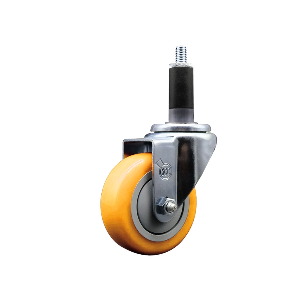 Polyurethane Swivel Stem Caster with 3.5 in. Yellow Caster Wheels, 1.13 in. Expanding Stem - 316 Stainless Steel Caster