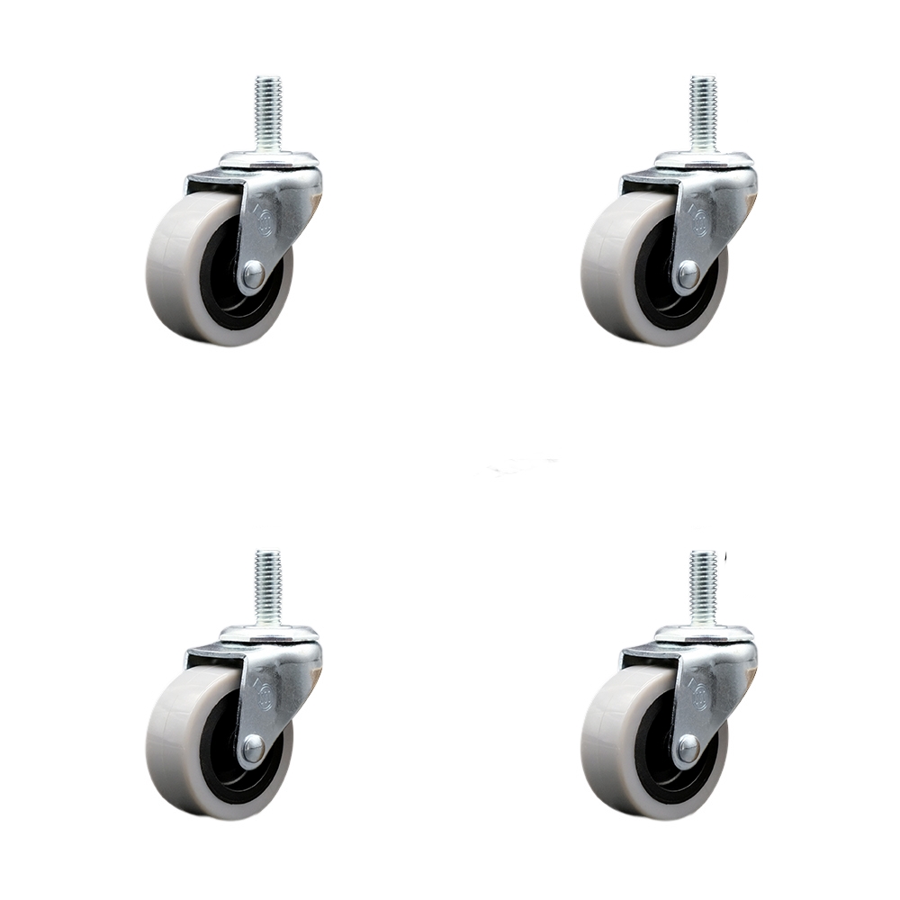 SCC-TS05S210-TPRS-5161815-4 2 in. Swivel Thermoplastic Rubber Caster Wheels with 0.31 in. 18 TPI x 1.5 in. Threaded Stem Casters - Set of 4
