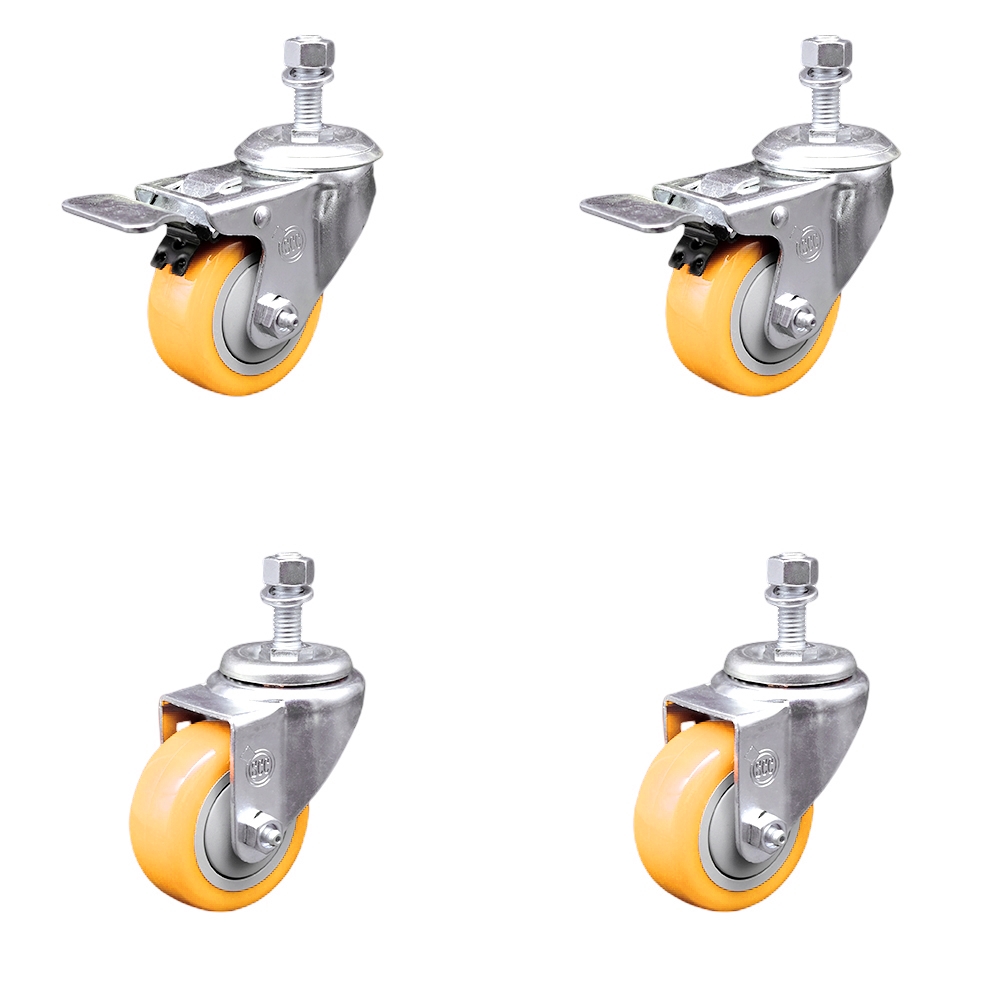 SCC-TSTTL20S314-PPUB-YEL-121315-2-S2 Polyurethane Swivel Threaded Stem Caster with 3 x 1.25 in. Yellow Wheels & 0.5 in. Stems - Set of 4