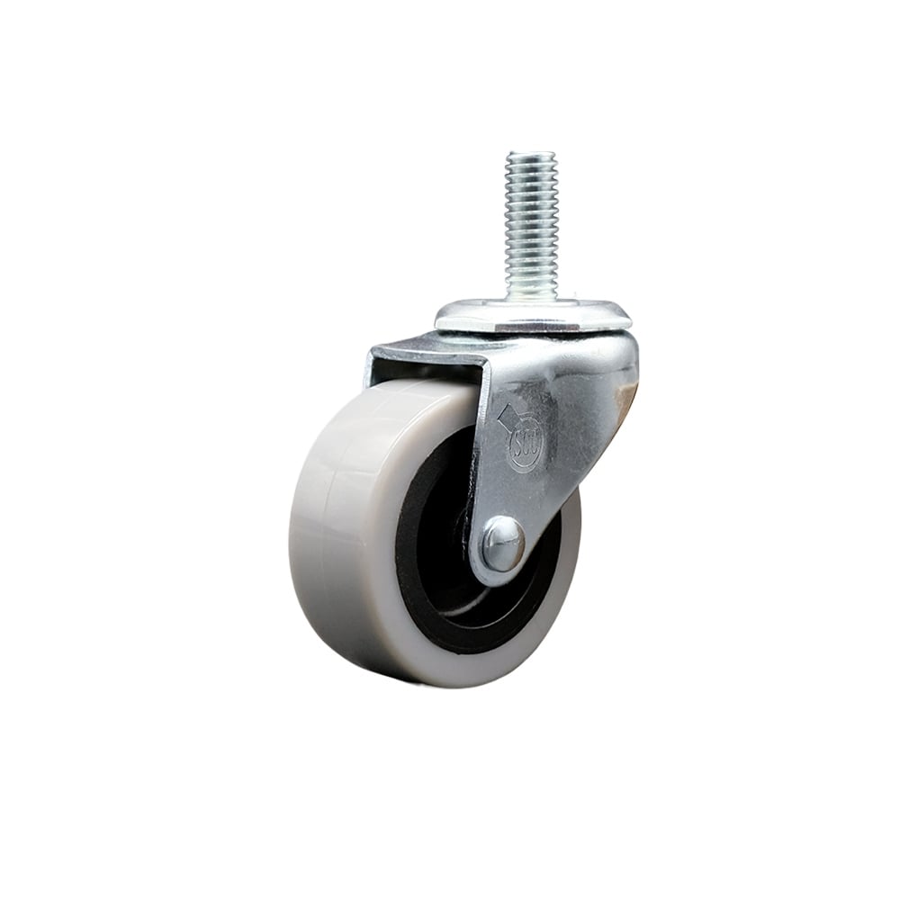 SCC-TS05S210-TPRS-M1015 2 in. Swivel Thermoplastic Rubber Caster Wheels with 10 mm 1.50 TPI x 1.5 in. Threaded Stem Caster