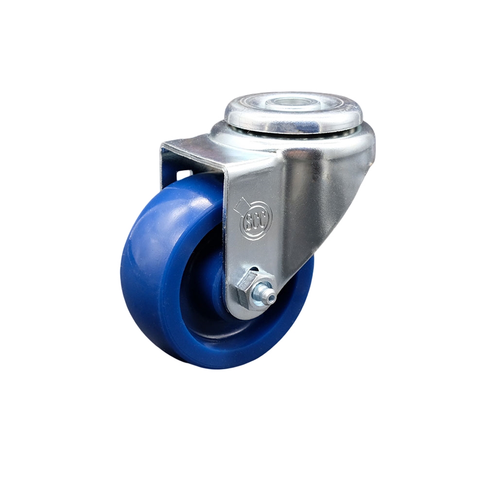SCC-SSBH20S3514-SPUS Stainless Steel Solid Polyurethane Swivel Bolt Hole Caster with 3.5 x 1.25 in. Blue Wheel