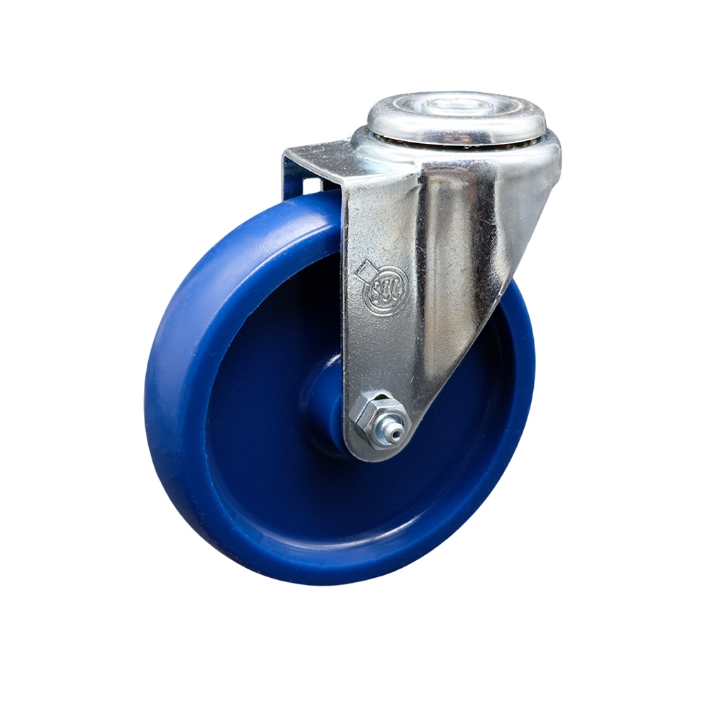SCC-BH20S514-SPUS Solid Polyurethane Swivel Bolt Hole Caster with 5 x 1.25 in. Blue Wheel