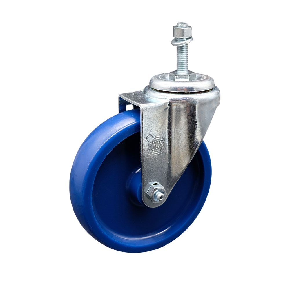 SCC-TS20S514-SPUS-381615 Solid Polyurethane Swivel Threaded Stem Caster with 5 x 1.25 in. Blue Wheel & 0.38 in. Stem