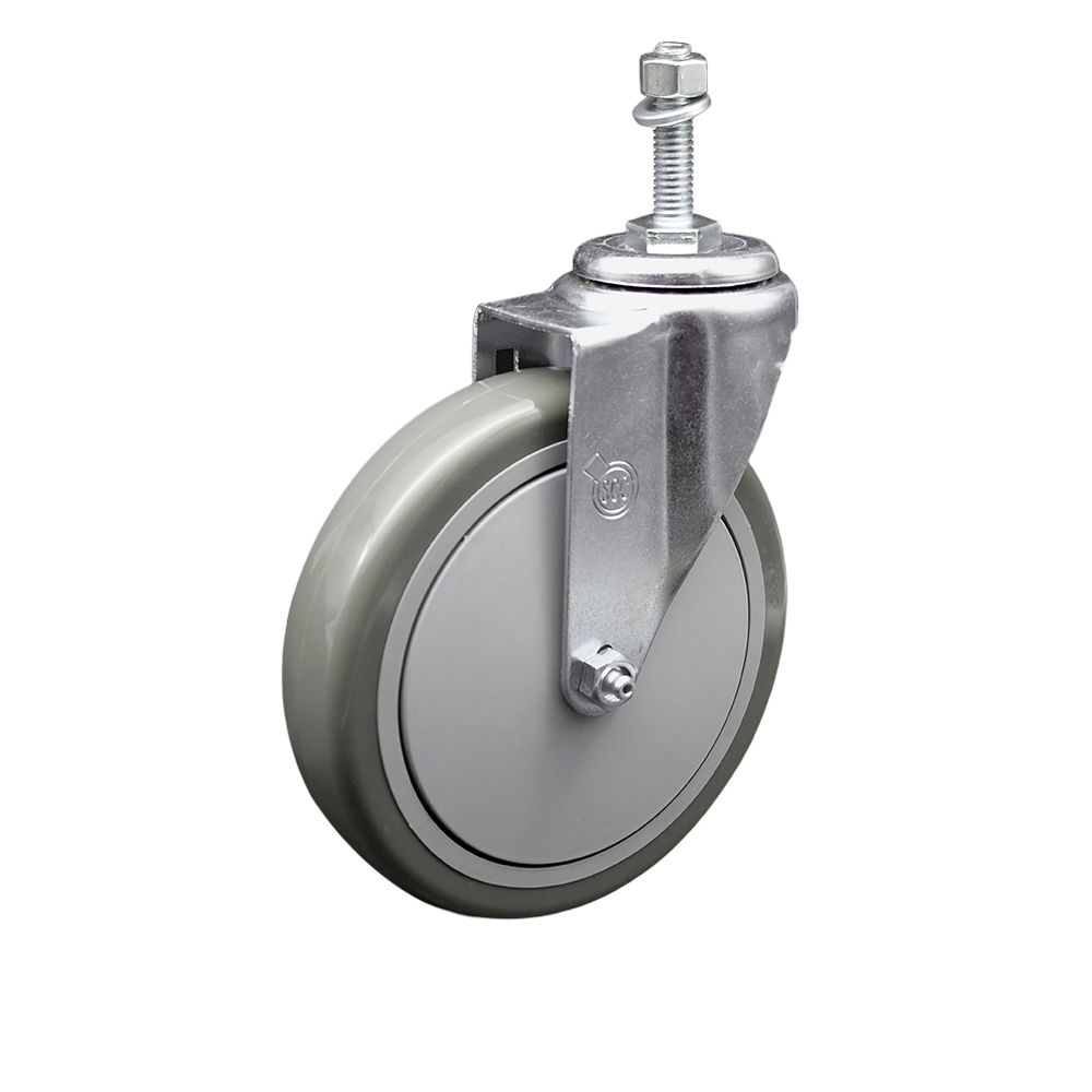 SCC-TS20S614-PPUB-381615 Polyurethane Swivel Threaded Stem Caster with 6 x 1.25 in. Gray Wheel & 0.38 in. Stem