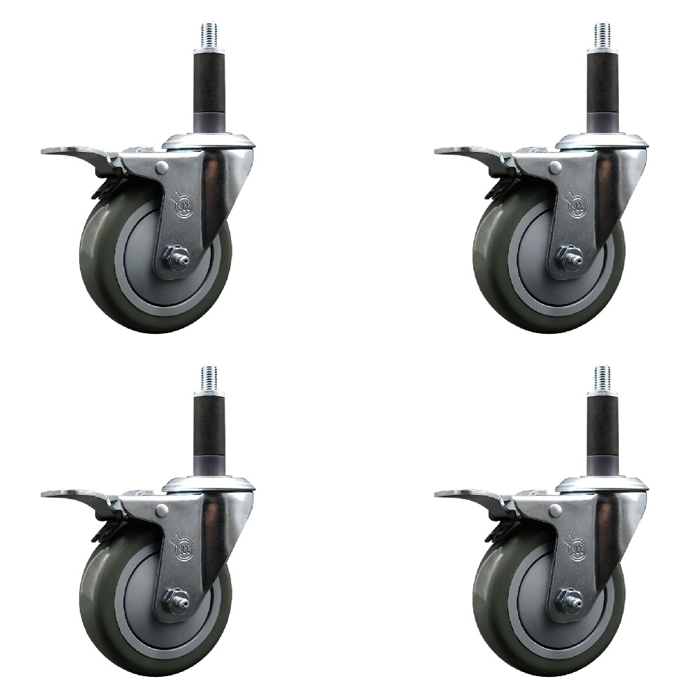 SCC-EXTTL20S414-PPUB-1-4 Polyurethane Swivel Expanding Stem Caster with 4 in. Gray Wheels & 1 in. Stems - Set of 4