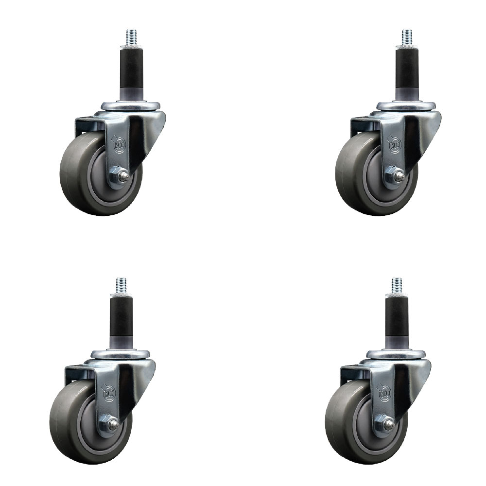 SCC-EX20S314-PPUB-118-4 Polyurethane Swivel Expanding Stem Caster with 3 in. Gray Wheels & 1.13 in. Stems - Set of 4