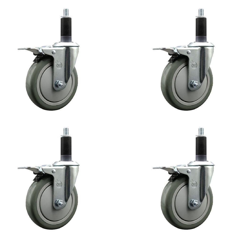 SCC-EXTTL20S514-PPUB-118-4 Polyurethane Swivel Expanding Stem Caster with 5 in. Gray Wheels & 1.13 in. Stems - Set of 4