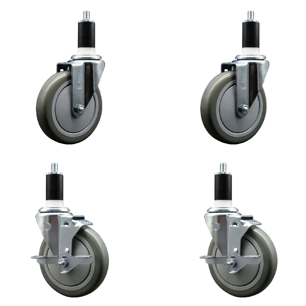 SCC-EX20S514-PPUB-2-TLB-2-138 Polyurethane Swivel Expanding Stem Caster with 5 in. Gray Wheels & 1.38 in. Stems - Set of 4