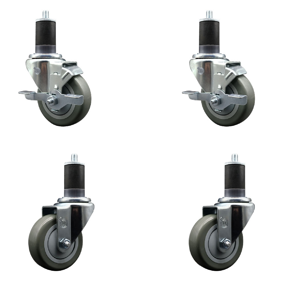 SCC-EX20S3514-PPUB-2-TLB-2-158 Polyurethane Swivel Expanding Stem Caster with 3.5 in. Gray Wheels & 1.63 in. Stems - Set of 4
