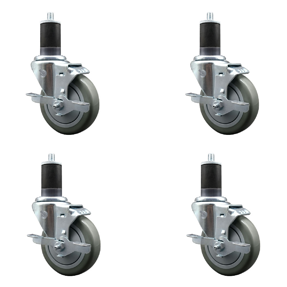 SCC-EX20S414-PPUB-TLB-158-4 Polyurethane Swivel Expanding Stem Caster with 4 in. Gray Wheels & 1.63 in. Stems - Set of 4