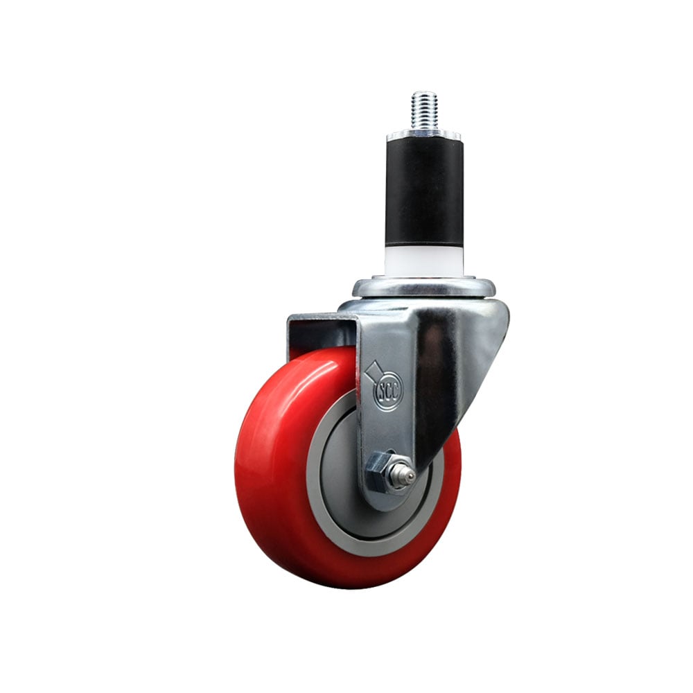 SCC-EX20S3514-PPUB-RED-112 Polyurethane Expanding Stem Swivel Caster with 3.5 in. Red Wheel & 1.5 in. Stem
