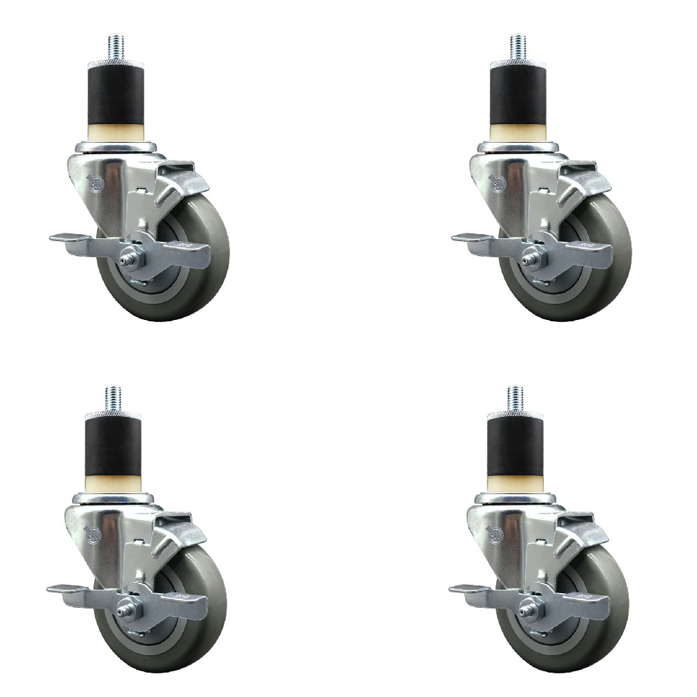 SCC-EX20S3514-PPUB-TLB-178-4 Polyurethane Swivel Expanding Stem Caster with 3.5 in. Gray Wheels & 1.87 in. Stems - Set of 4