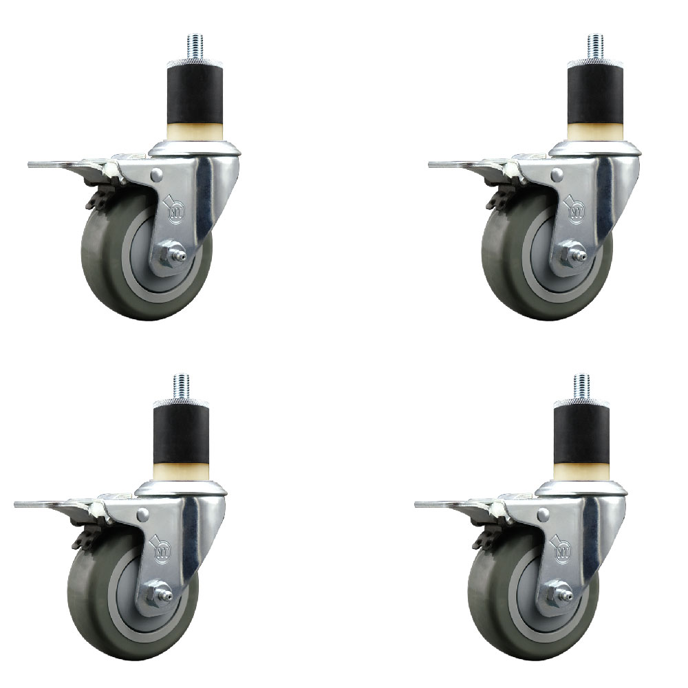 SCC-EXTTL20S3514-PPUB-178-4 Polyurethane Swivel Expanding Stem Caster with 3.5 in. Gray Wheels & 1.87 in. Stems - Set of 4