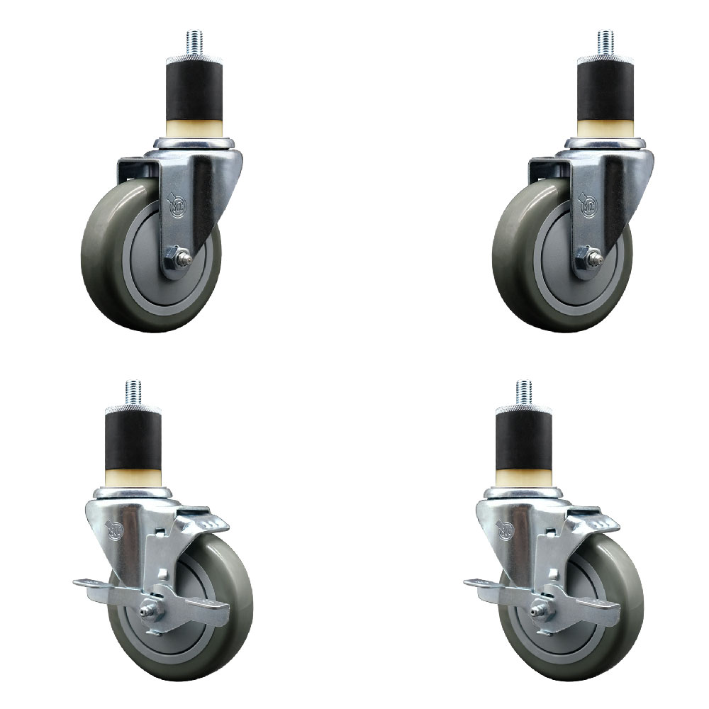 SCC-EX20S414-PPUB-2-TLB-2-178 Polyurethane Swivel Expanding Stem Caster with 4 in. Gray Wheels & 1.87 in. Stems - Set of 4