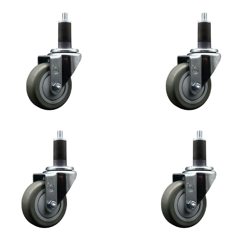 SCC-EX20S3514-PPUB-114-4 Polyurethane Swivel Expanding Stem Caster with 3.5 in. Gray Wheels & 1.25 in. Stems - Set of 4