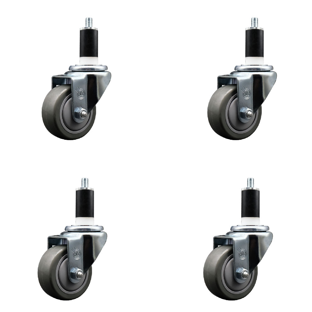 SCC-EX20S314-PPUB-138-4 Polyurethane Swivel Expanding Stem Caster with 3 in. Gray Wheels & 1.38 in. Stems - Set of 4