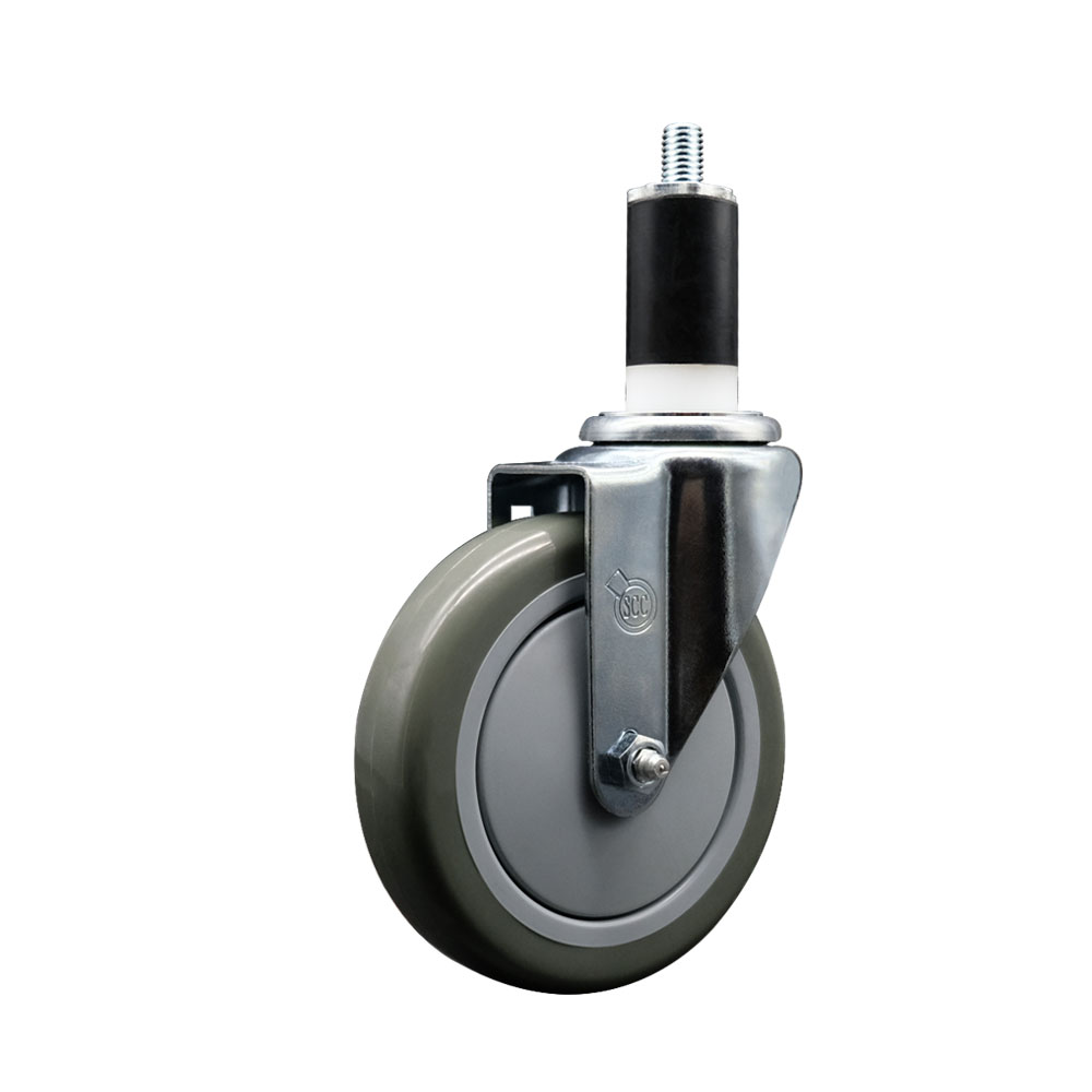 SCC-EX20S514-PPUB-138 Polyurethane Expanding Stem Swivel Caster with 5 in. Gray Wheel & 1.38 in. Stem