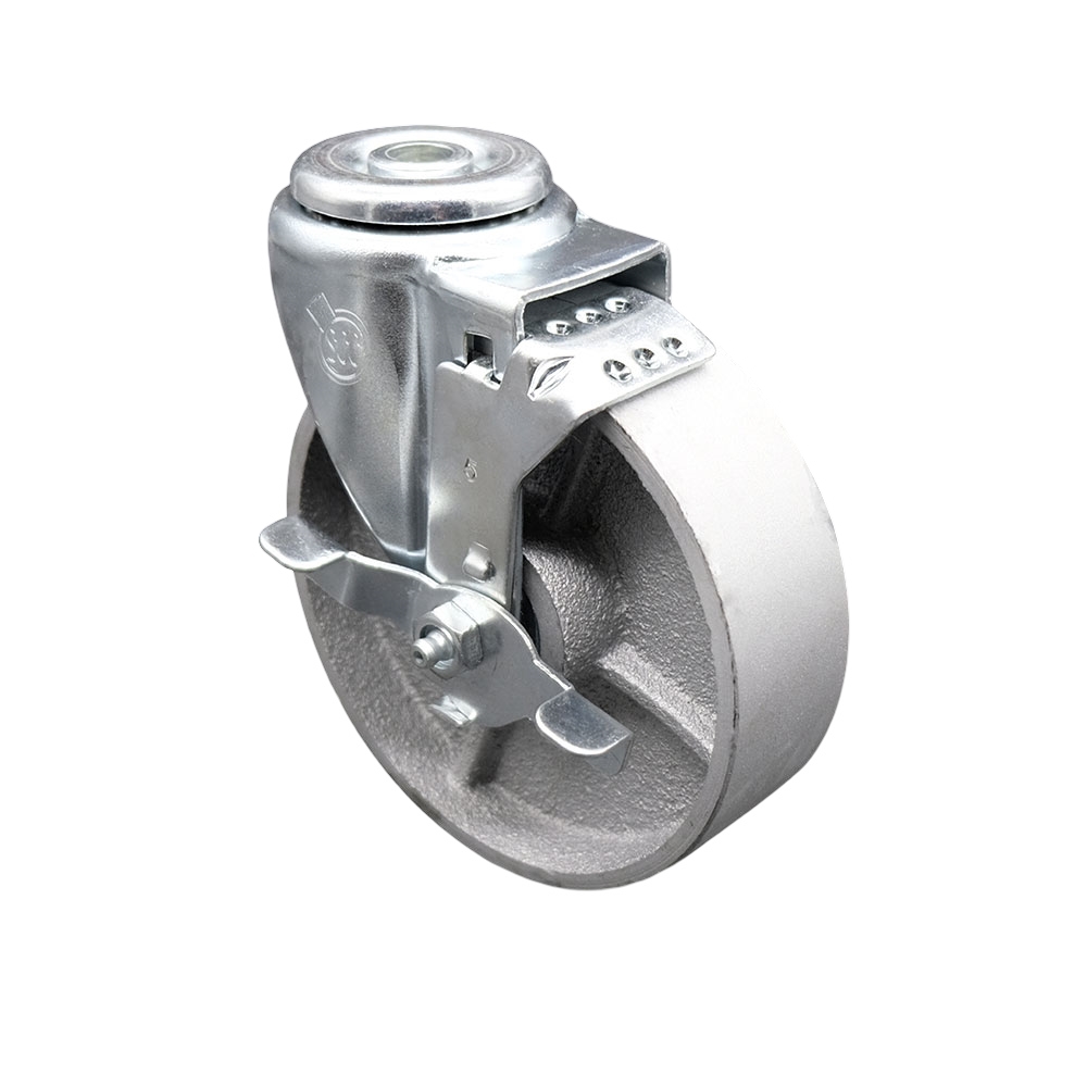 Semi Steel Swivel Caster - Silver - 5 x 1.25 in. - Top Locking Brake