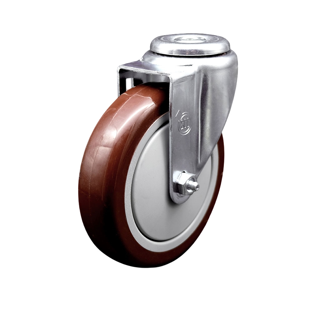 SCC-BH20S514-PPUB-MRN Polyurethane Swivel Bolt Hole Caster with 5 x 1.25 in. Maroon Wheel