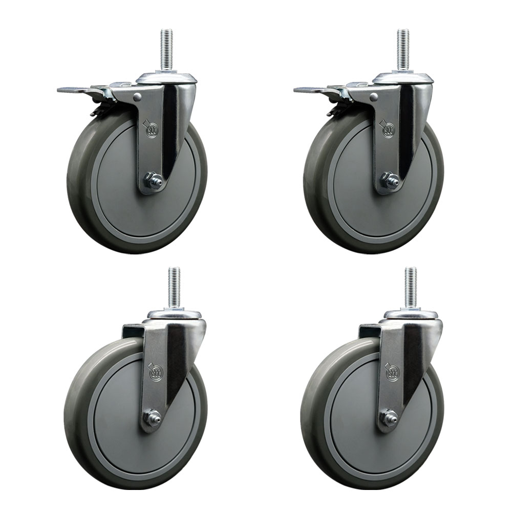 SCC-TSTTL20S614-PPUB-34212-2-S-2 Polyurethane Swivel Threaded Stem Caster with 6 x 1.25 in. Gray Wheels & 0.75 in. Stems - Set of 4
