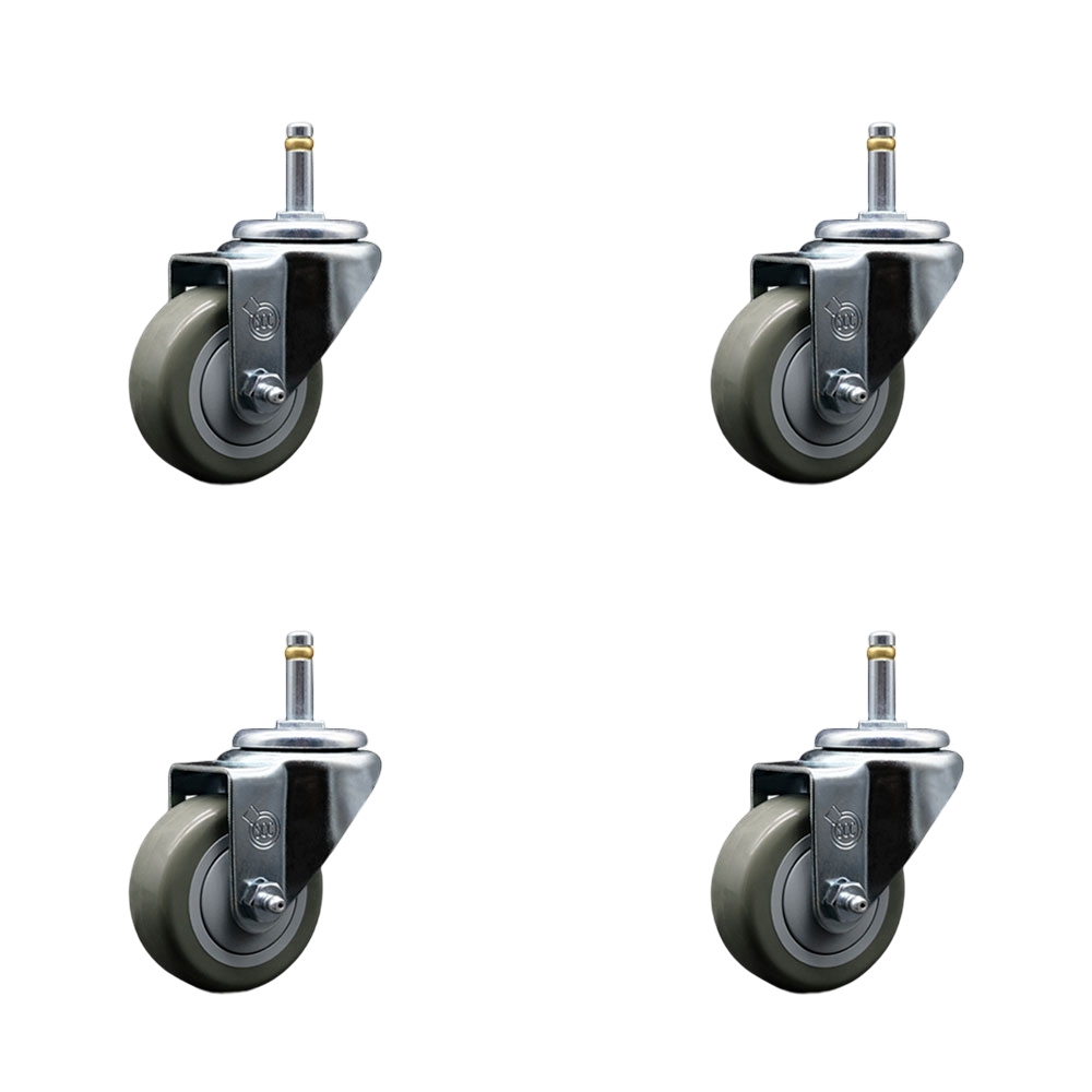 SCC-GR20S314-PPUB-716138-4 Polyurethane Swivel Grip Ring Stem Caster with 3 x 1.25 in. Gray Wheels & 0.43 in. Stems - Set of 4