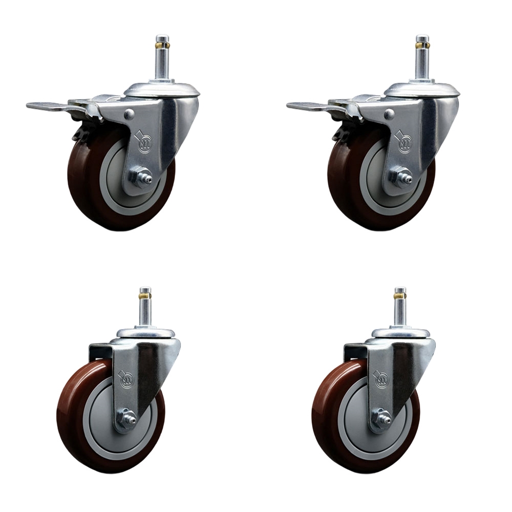 SCC-GRTTL20S414-PPUB-MRN-716138-2-S2 Polyurethane Swivel Grip Ring Stem Caster with 4 x 1.25 in. Maroon Wheels & 0.43 in. Stems - Set of 4