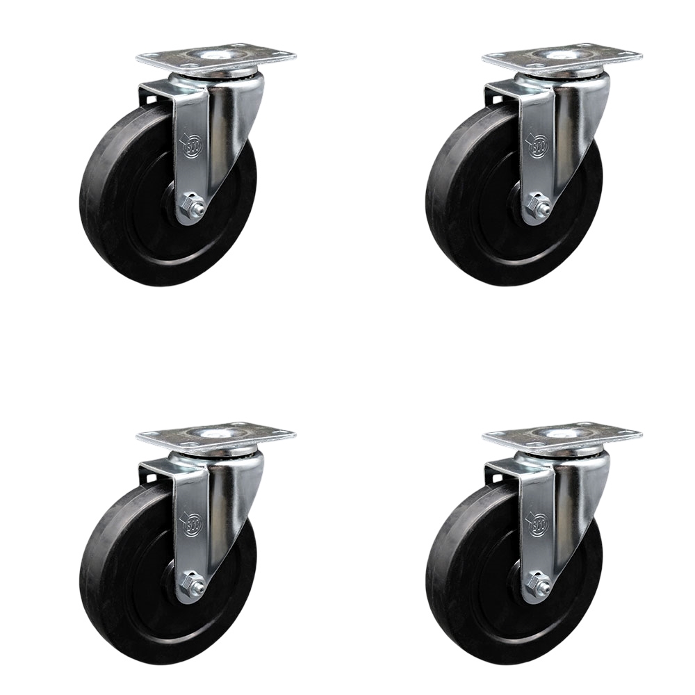 Swivel Casters - Soft Rubber Wheels - Set of 4 - 275 lbs Capacity